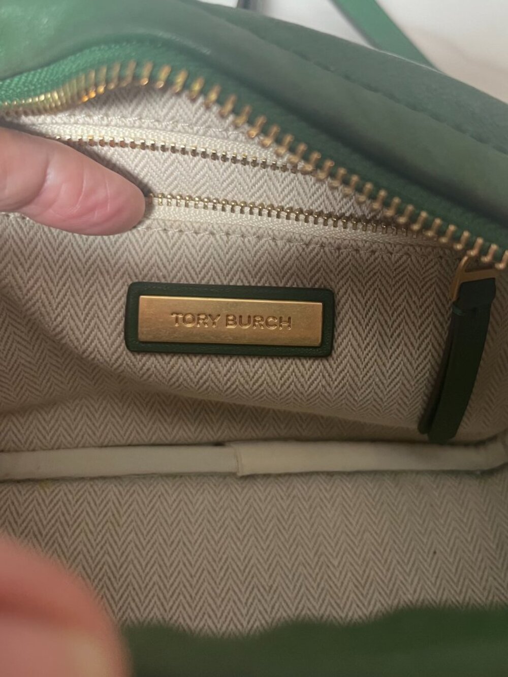 Tory Burch Kira Chevron Emerald Green Camera Bag Chain Crossbody - Picture 14 of 15